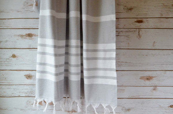 Herringbone Towels - Grey - Indigo Traders