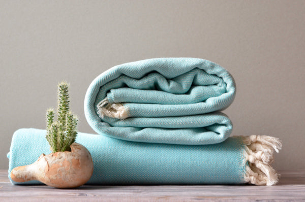 Herringbone Cotton Throw - Indigo Traders