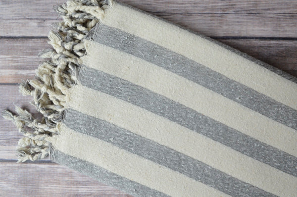 Hand-loomed Silk Scarf - Grey Stripe - Indigo Traders