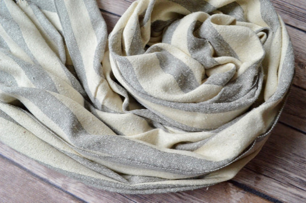 Hand-loomed Silk Scarf - Grey Stripe - Indigo Traders
