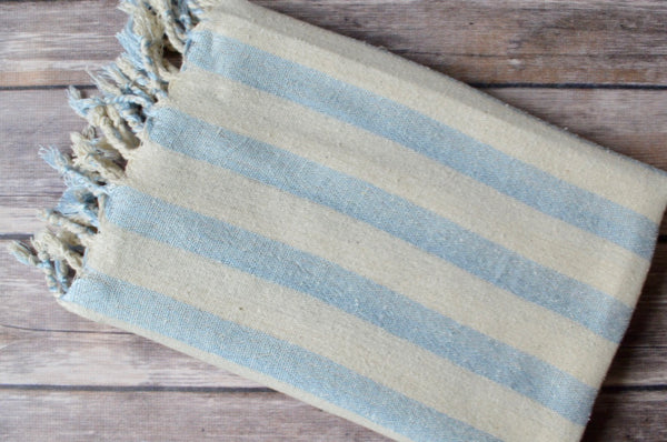 Hand-loomed Silk Scarf - Blue Stripe - Indigo Traders