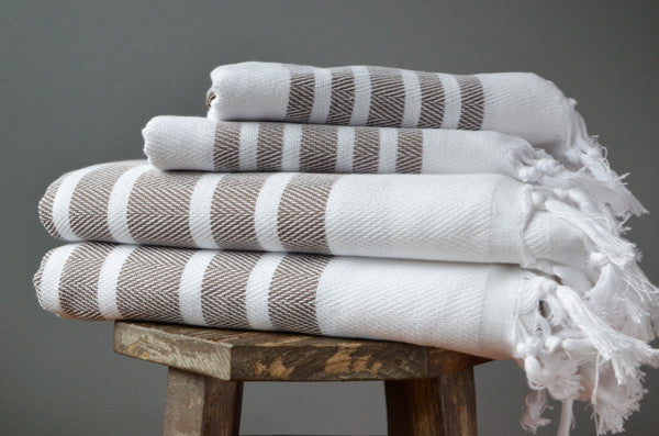 Herringbone Towels - Mocha - Indigo Traders