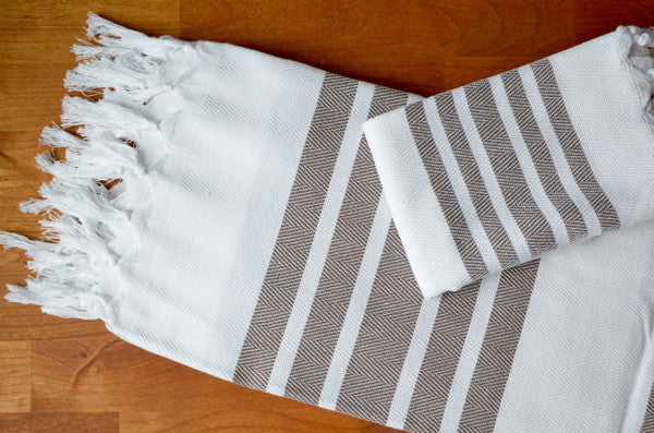Herringbone Towels - Mocha - Indigo Traders