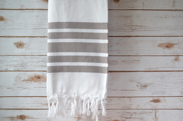 Herringbone Towels - Mocha - Indigo Traders