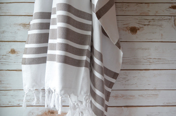 Herringbone Towels - Mocha - Indigo Traders