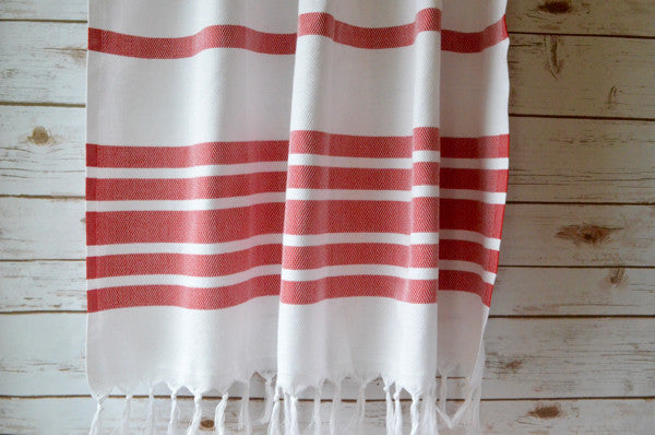 Herringbone Towels - Red - Indigo Traders