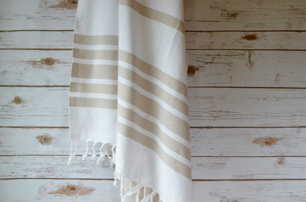 Herringbone Towels - Beige - Indigo Traders