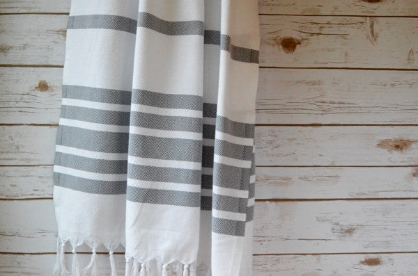 Herringbone Towels - Slate - Indigo Traders