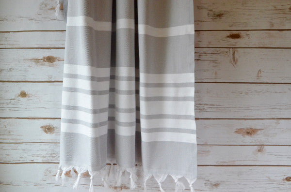 Herringbone Towels - Grey - Indigo Traders