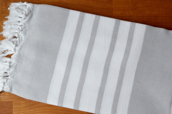 Herringbone Towels - Grey - Indigo Traders