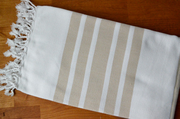 Herringbone Towels - Beige - Indigo Traders