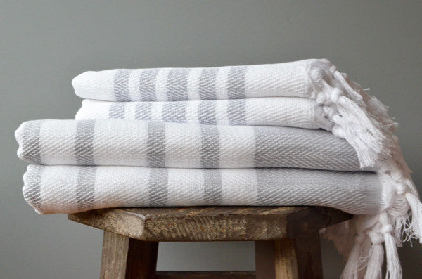 Herringbone Towels - Grey - Indigo Traders