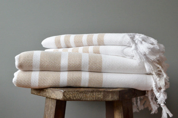 Herringbone Towels - Beige - Indigo Traders