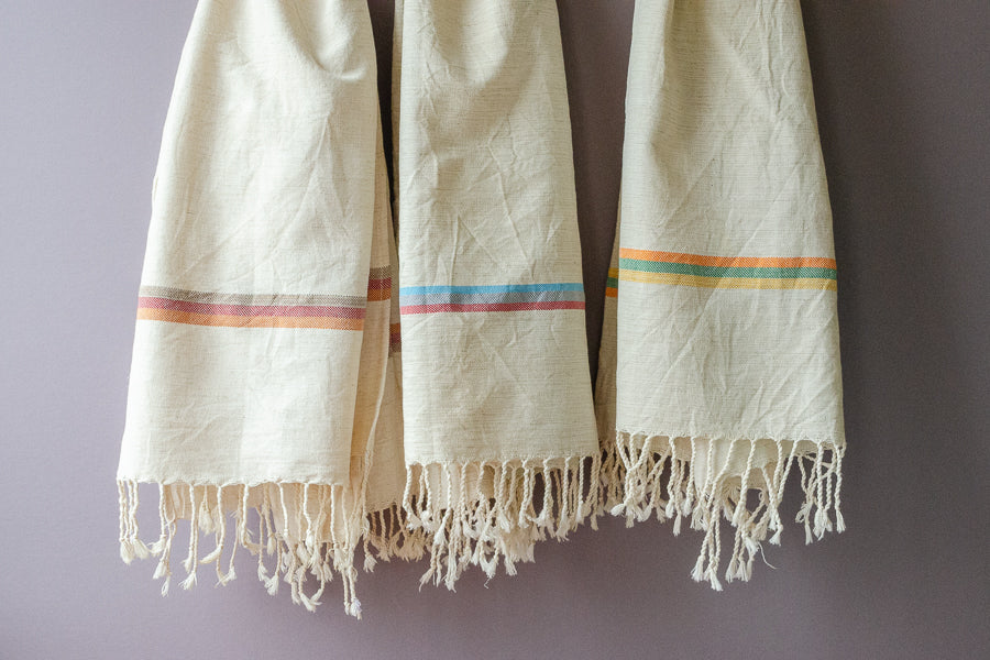 Hand Towels: Turkish Cotton Hand Towel Peshtemals - Olive and Linen