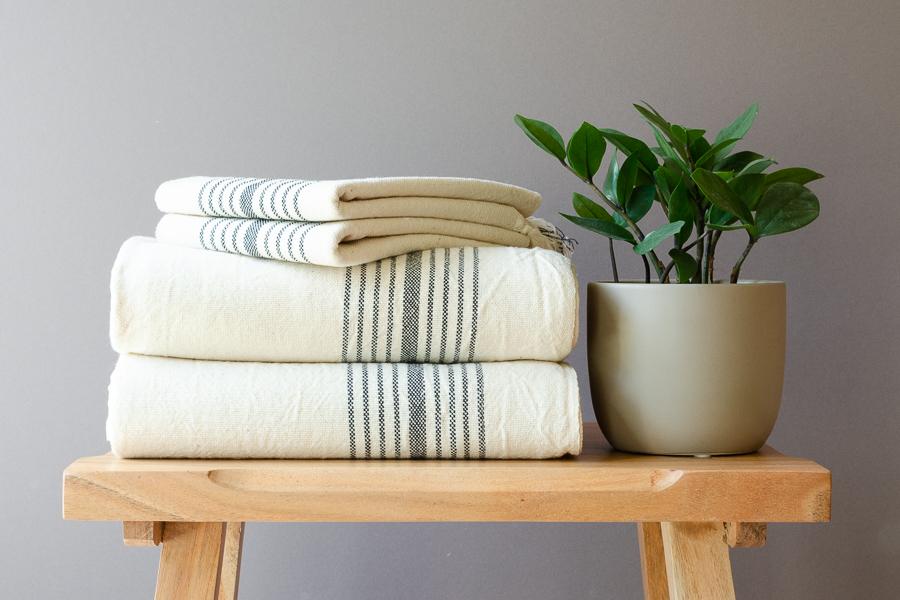 Black Linen Towel - Indigo Traders