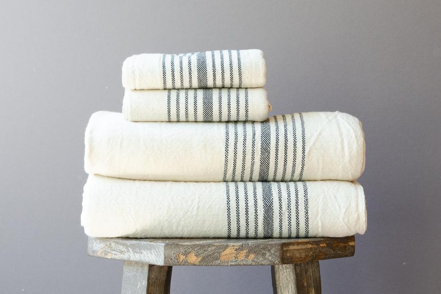 Black Linen Towel - Indigo Traders